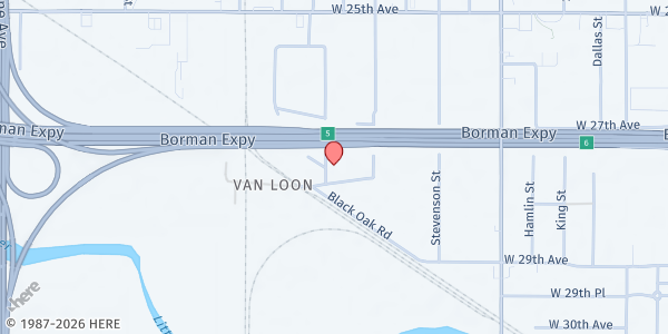 Map showing Black Oak Pantry at 2725 E Oakwood Dr, Gary, IN
