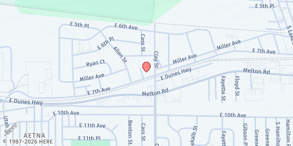 Map showing Christ Baptist Church at 4700 East Seventh Ave., Gary, IN