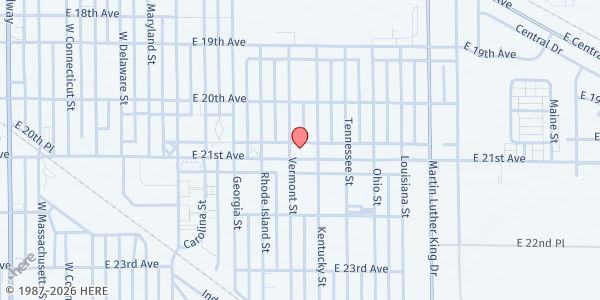 Map showing Northlake Church of Christ at 1000 E. 21st Ave, Gary, IN