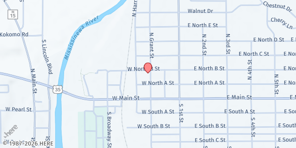 Map showing The Well at 210 1/2 W North A Street, Gas City, IN