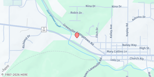 Map showing Georgetown Christian Church at 9420 IN-64, Georgetown, IN