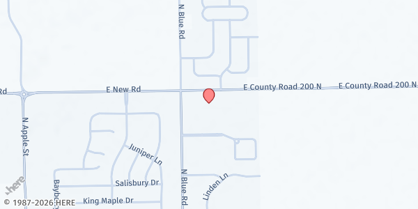 Map showing Wellspring Center DBA Brandywine Community Church at 1551 E. New Rd., Greenfield, IN