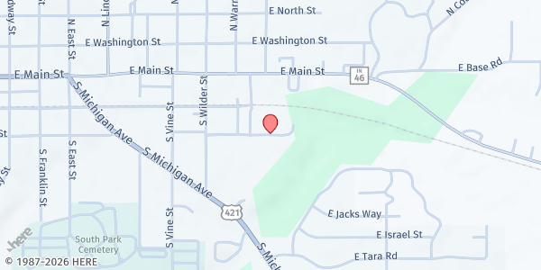 Map showing Greensburg Community Bread of Life Inc. at 720 E Randall St, Greensburg, IN