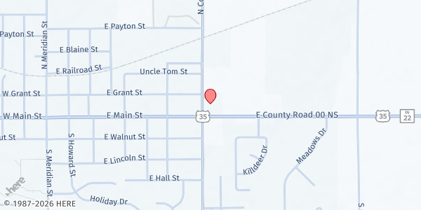 Map showing Greentown Wesleyan Church at 120 N. Maple St., Greentown, IN