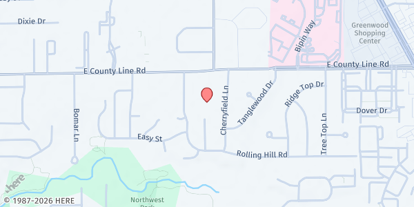 Map showing Berean Baptist Church at 1191 W. County Line Rd., Greenwood, IN