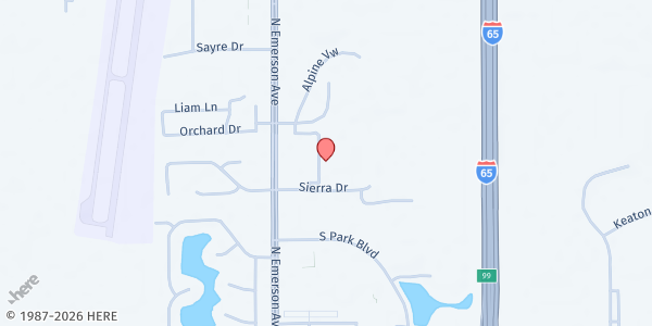 Map showing Franciscan Health Fresh Start Market Food Pantry at 1040 Sierra Dr., Greenwood, IN