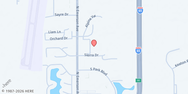 Map showing Fresh Start Market Food Pantry at Franciscan Health at 1040 Sierra Dr Ste 1500A, Greenwood, IN