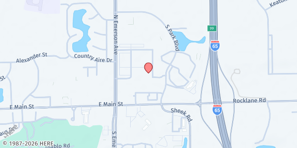 Map showing The Refuge Inc. at 1150 Southpark Dr, Greenwood, IN