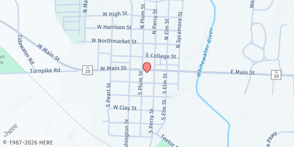Map showing Jefferson Township Trustee Food Pantry at 37 E. Main St., Hagerstown, IN