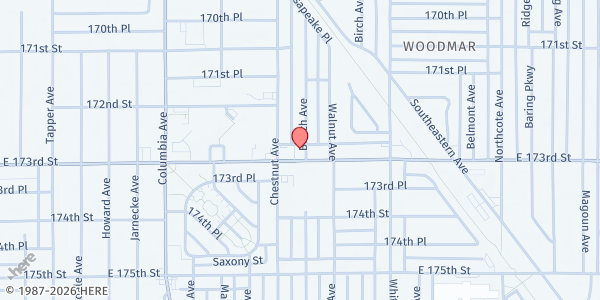 Map showing Charity House Woodmar at 1421 173rd St, Hammond, IN