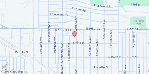 Map showing Christian Family Worship Ctr. at 6532 Arizona Avenue, Hammond, IN
