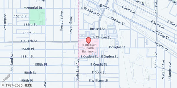 Map showing Franciscan Health Hammond Fresh Start Market at 5314 Hohman Ave., Hammond, IN