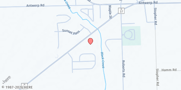 Map showing Harlan UMC Food Pantry at 16434 IN-37, Harlan, IN