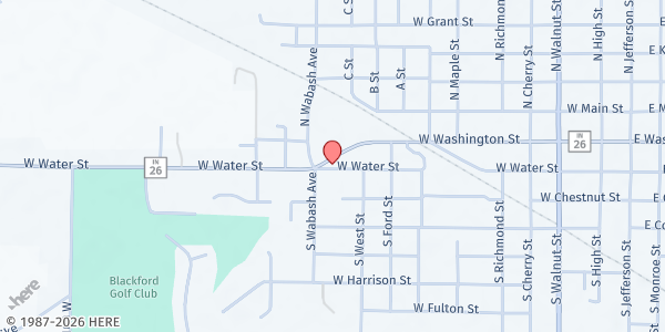 Map showing Community And Family Services Hartford City Pantry - Food Distribution Center at 1015 W Washington St, Hartford City, IN