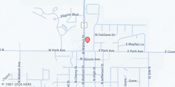 Map showing Senior Safety Net - Glad Tidings Church at 1712 N Walnut St., Hartford City, IN