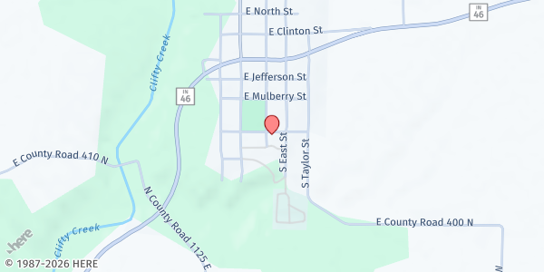 Map showing First Baptist Church Hartsville at 415 S Jackson St, Hartsville, IN