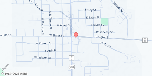 Map showing Hebron Country Pantry at 106 E. Sigler, Hebron, IN