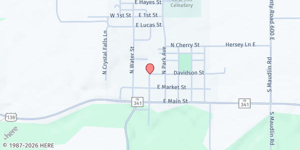 Map showing Hillsboro Church of the Nazarene at 453 IN 351, Hillsboro, IN