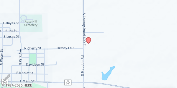 Map showing Hillsboro Church of the Nazarene at 453 IN-341, Hillsboro, IN