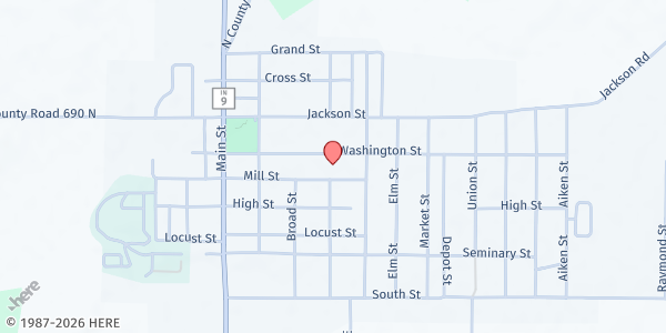 Map showing Community Center of Hope at 543 Washington St., Hope, IN