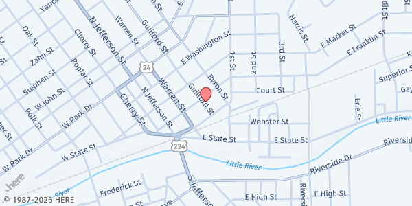 Map showing New Life Ministries - Huntington at 313 E Franklin St, Huntington, IN