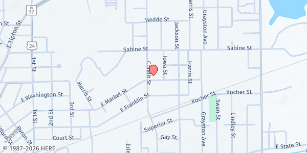 Map showing The Salvation Army - Huntington County at 1424 E Market St, Huntington, IN