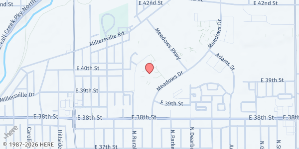 Map showing Avondale Meadows YMCA at 3908 Meadows Dr., Indianapolis, IN