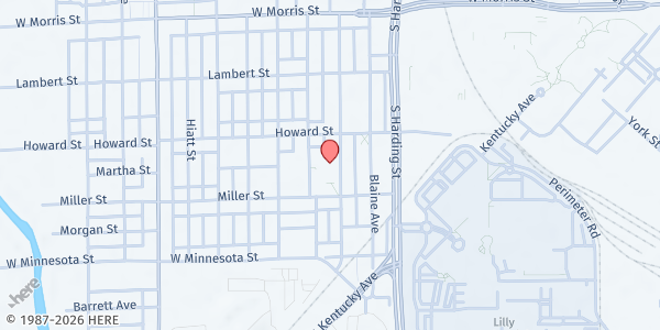 Map showing Barney Kroger Pantry at Daniel Webster School 46 at 1450 S. Reisner St., Indianapolis, IN
