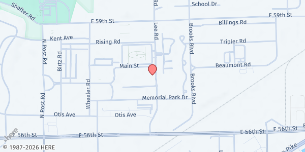 Map showing Benjamin Harrison YMCA at 5736 Lee Rd., Indianapolis, IN