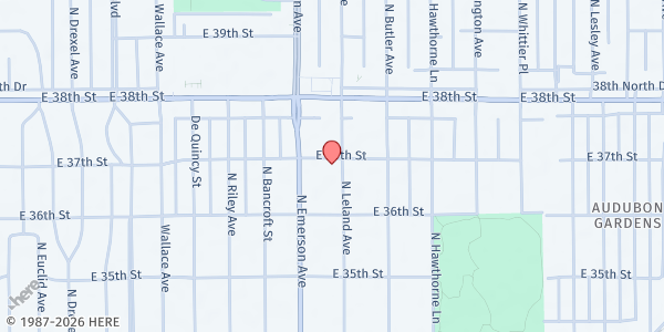 Map showing Breeding Tabernacle C.M.E Church at 3670 N. Leland Ave., Indianapolis, IN