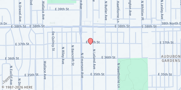 Map showing Breeding Tabernacle CME Church at 3670 N. Leland Ave., Indianapolis, IN