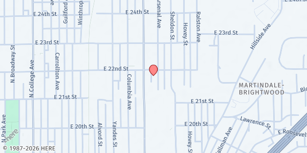 Map showing Brightwood Community Center at 4062 E 34th St., Indianapolis, IN