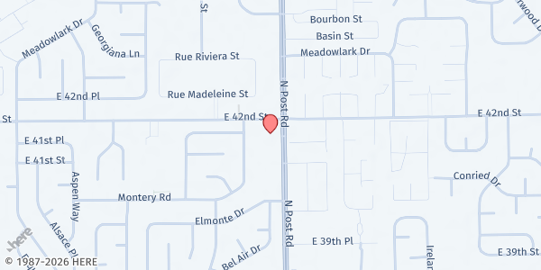 Map showing Capital City Church of Christ at 8925 42nd St., Indianapolis, IN