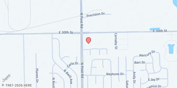 Map showing Caring Place at 2901 N. Post Rd., Indianapolis, IN