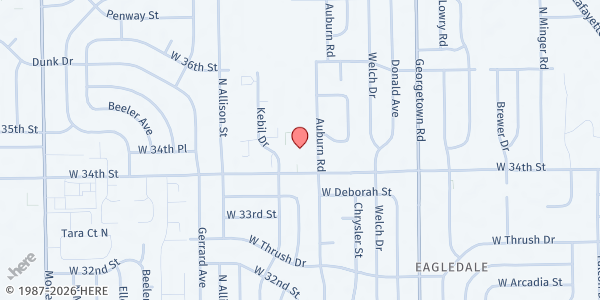 Map showing Carl Wilde School 79 at 5002 W 34th St, Indianapolis, IN