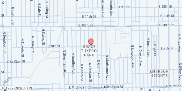 Map showing Changing Lives Through Jesus Christ Ministries - Main Location at 901 N. Chester Ave., Indianapolis, IN
