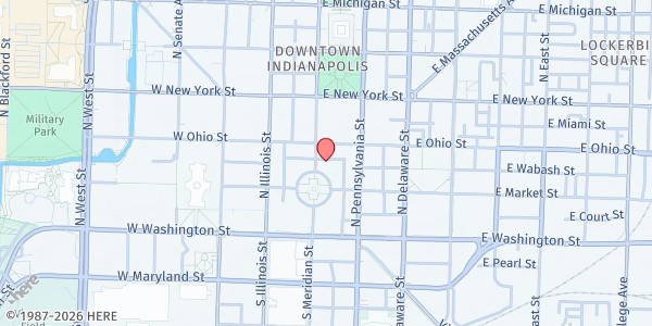 Map showing Christ Church Cathedral at 125 Monument Cir., Indianapolis, IN
