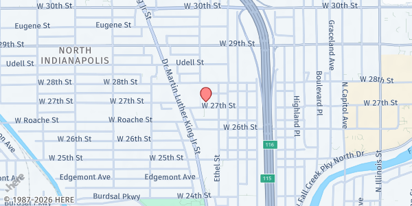 Map showing Christ our King at 2701 N California St, Indianapolis, IN