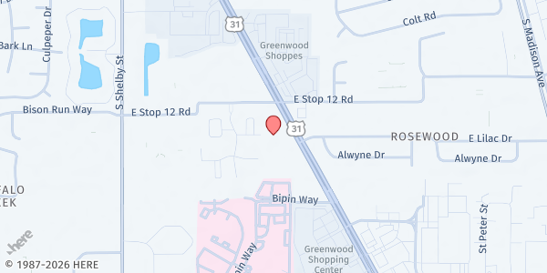 Map showing Christ United Methodist Church at 8540 US 31 S, Indianapolis, IN