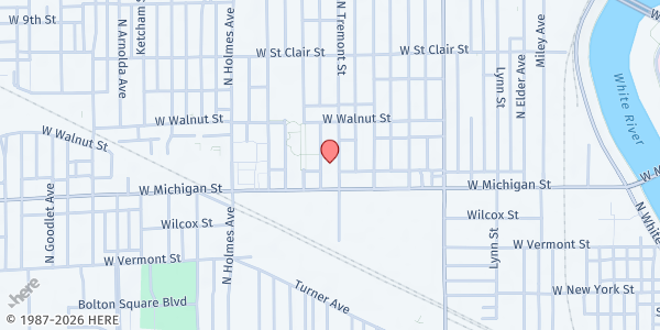 Map showing Christamore House at 502 N. Tremont St., Indianapolis, IN