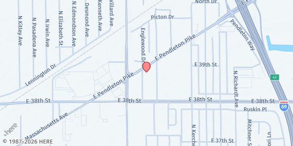 Map showing Community Cupboard of Lawrence at 7101 Pendleton Pike, Indianapolis, IN