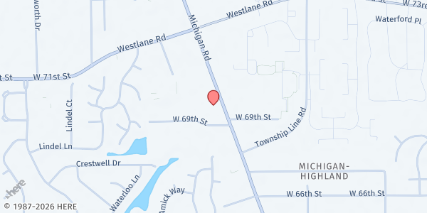 Map showing Crooked Creek at 6940 N Michigan Rd, Indianapolis, IN