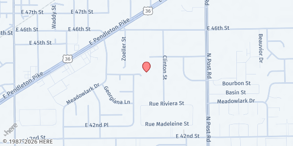 Map showing Deliverance Temple COGIC at 8600 Meadowlark Dr, Indianapolis, IN