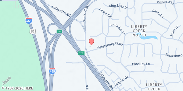 Map showing Eagle Creek Community Church at 5943 Lafayette Rd., Indianapolis, IN