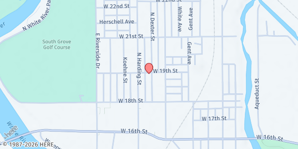 Map showing Ebenezer Baptist Church Rainbow House Food Pantry at 1866 N. Dexter St., Indianapolis, IN