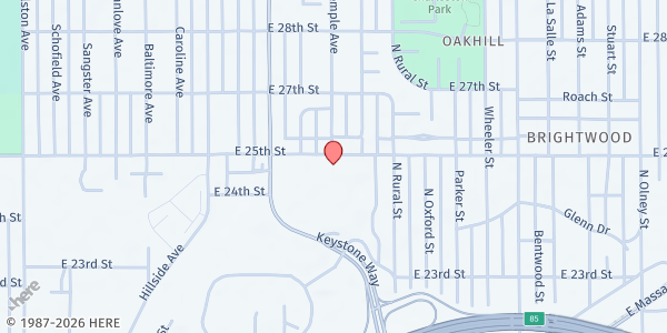 Map showing Edna Martin Christian Center at 2605 E. 25th St., Indianapolis, IN