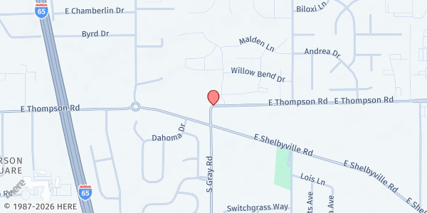 Map showing Faith United Church of Christ at 4040 E Thompson Rd, Indianapolis, IN