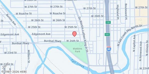 Map showing Flanner House Senior Meals at 2424 Doctor M.L.K. Jr St., Indianapolis, IN