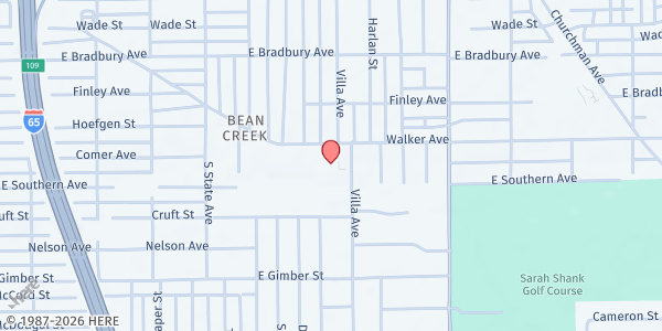 Map showing Garfield Park Baptist Church at 2560 Villa Ave, Indianapolis, IN