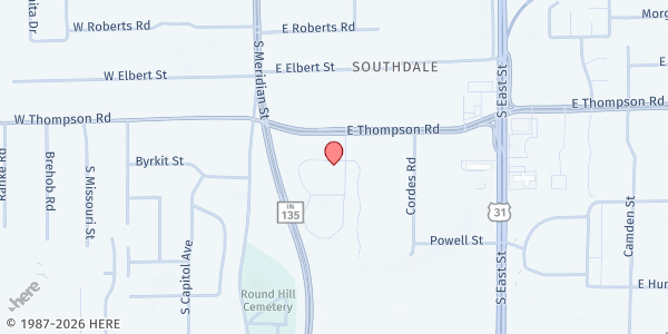 Map showing Glick Thompson Village Apartments at 139 Thompson Way, Indianapolis, IN